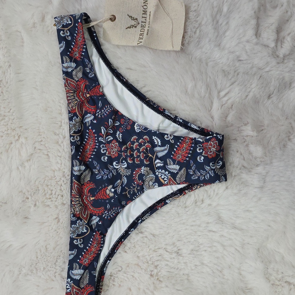 NWT Verdelimon Tunas M‎ Blue Paisley Bikini Swim Bottom XS